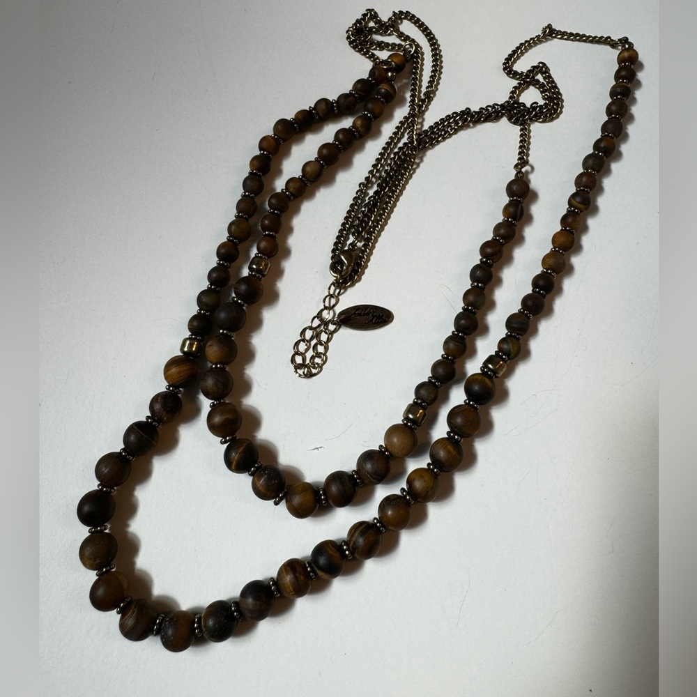 Amber’s Allie Vintage Multi Strand Satin Matte Tiger Eye Necklace